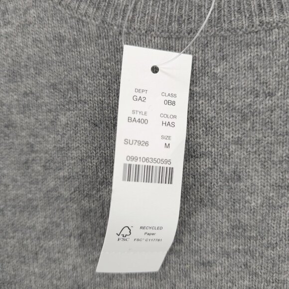 NWT J CREW 100% Cashmere Classic-Fit Crewneck Sweater HEATHER ASH Gray MEDIUM - Picture 4 of 8